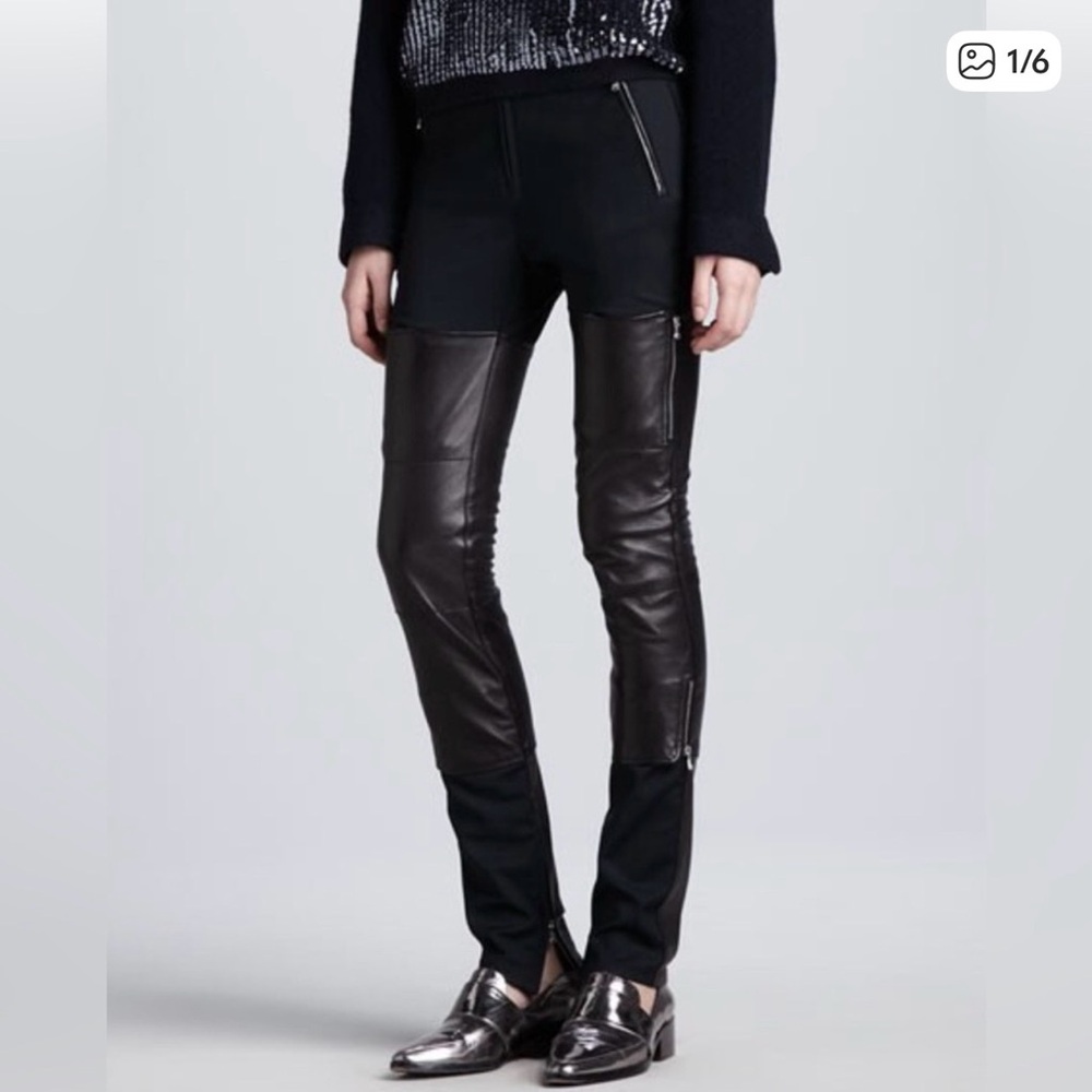 3.1 Phillip Lim Black on black Lamb skin leather and cotton… Skinny Pants